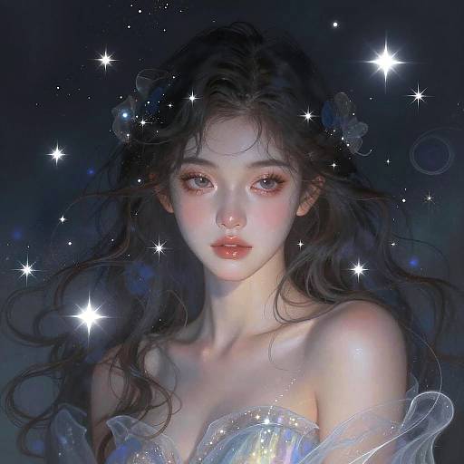 Ethereal Enchantress with Swirling Starlight