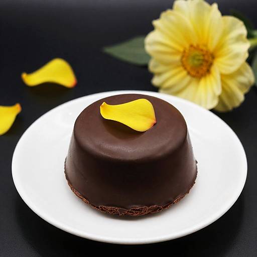 Chocolate Cake with Yellow Petal Decoration