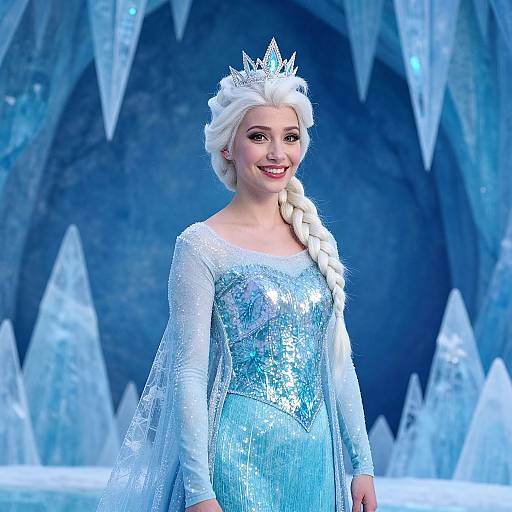 Smiling Elsa Cosplay in Icy Cave