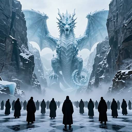 Colossal Ice Dragon Over Valley