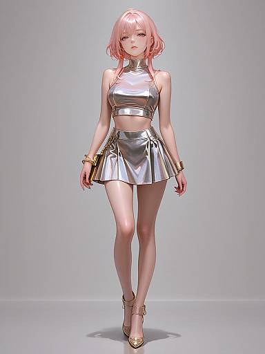 Glam Metallic Crop Top Fashion Shot