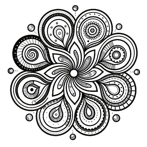 Intricate Zendoodle Black and White Art