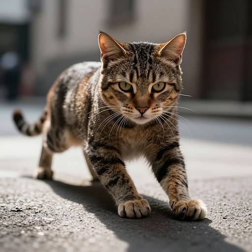 Fierce Cat in Urban Fight Stance