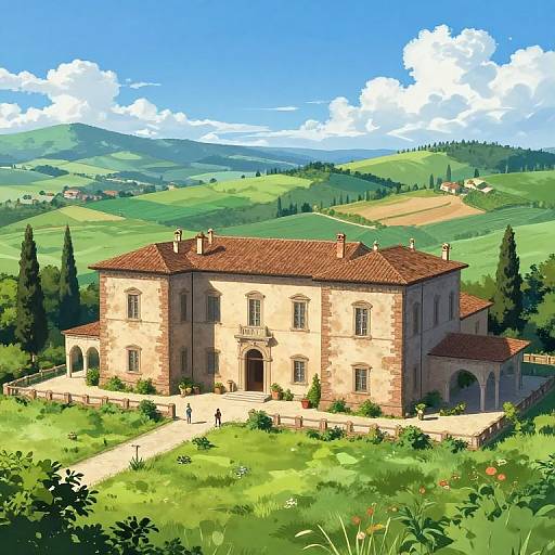 Isekai Italian Villa Countryside Scene