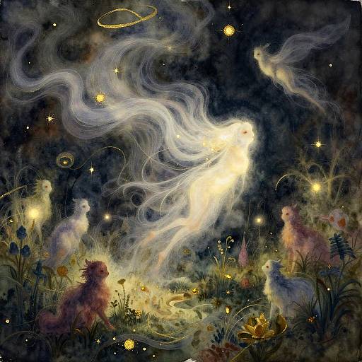 Celestial Will-o'-the-Wisp Ethereal Rococo Marshlands Dreamscape