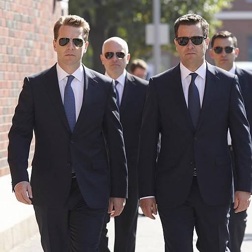 Group of Men in Dark Suits Outdoors