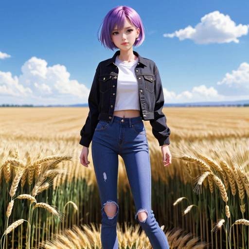 Stylish Girl in Denim Outdoors