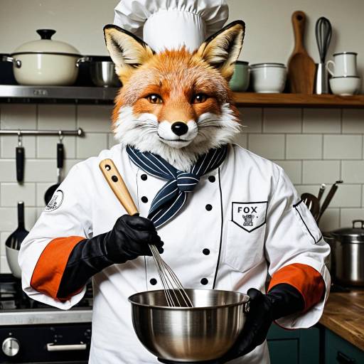 Anthropomorphic Fox Chef in Kitchen