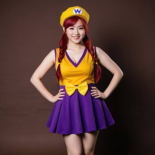 Woman in Wario-Inspired Cosplay Costume