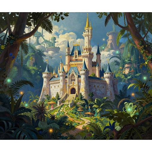 Fantasy Castle in Lush Jungle