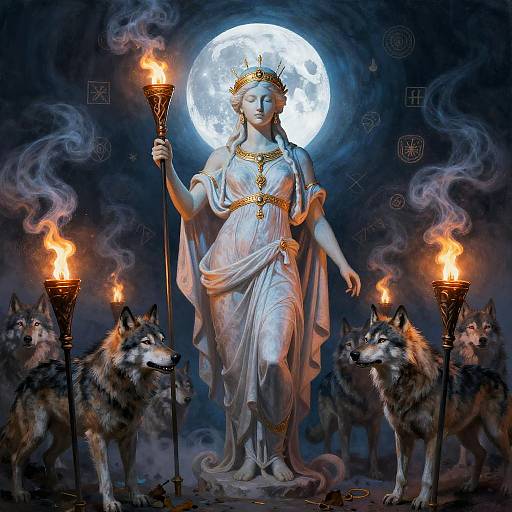 Hécate in Surreal Moonlit Dreamscape