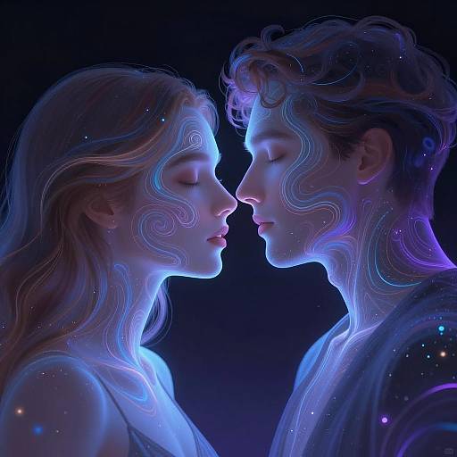 Ethereal Interaction: Neon Colored Portraits