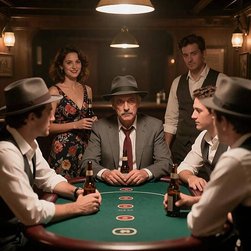 Intense Gathering in a Rustic Bar