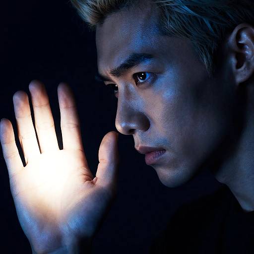 Mysterious Man with Glowing Hand