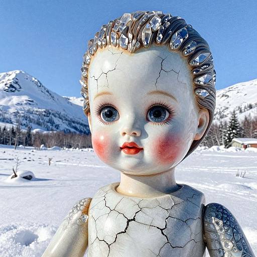 Realistic Porcelain Doll in Nordic Winter