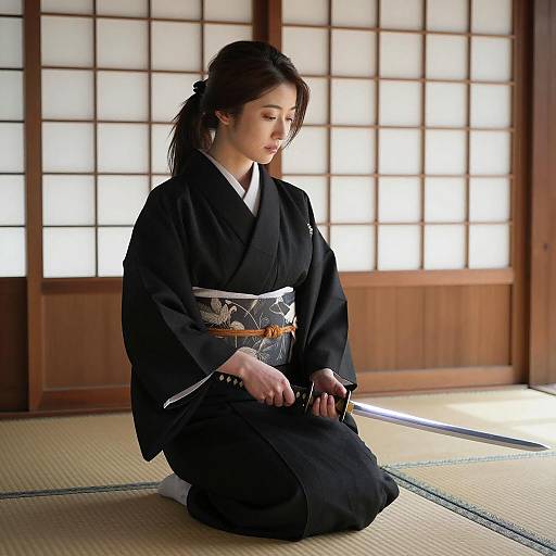 Elegant Japanese Woman with Katana