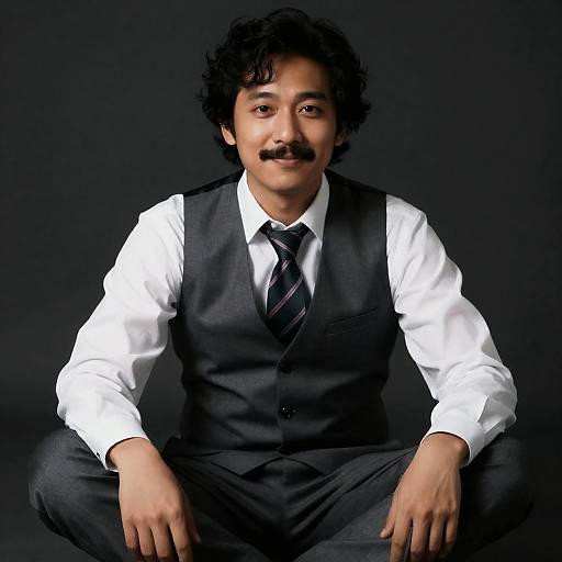 Portrait of a Relaxed Man in Gray Vest