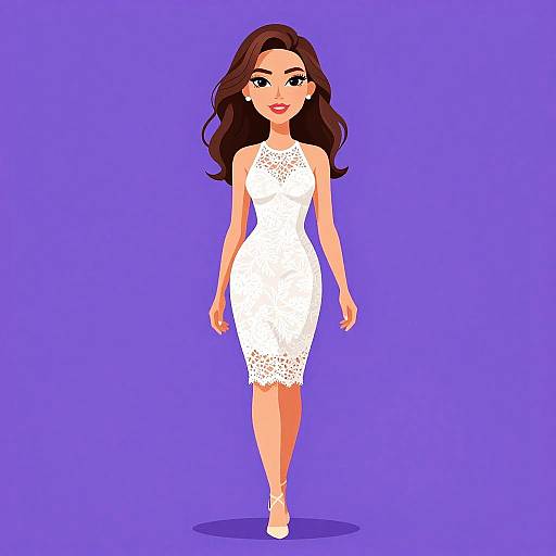 Elegant Woman in White Lace Dress