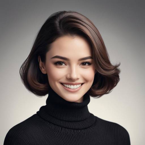 Smiling Woman with Bob Haircut