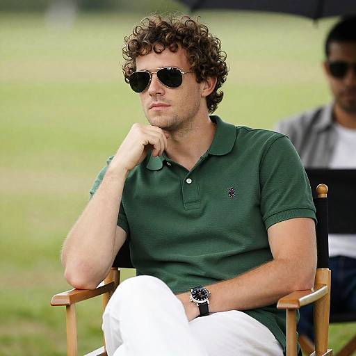 Curly-Haired Man in Stylish Setting