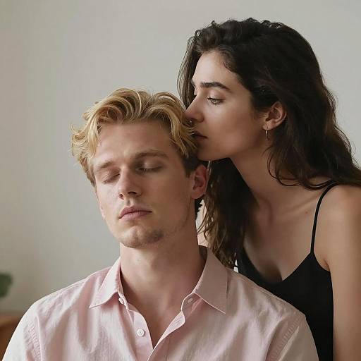 Intimate moment between man and woman