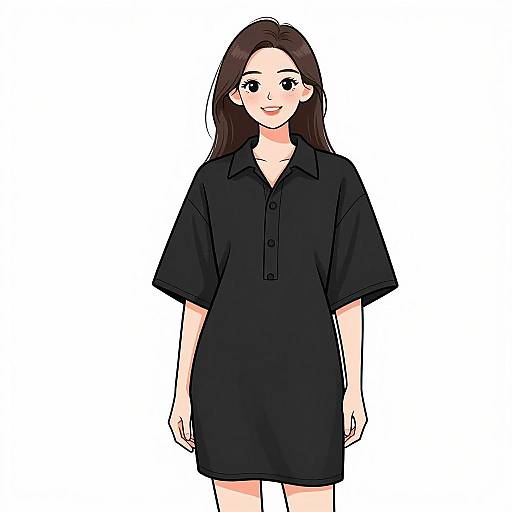 Smiling Woman in Minimalist Black Dress