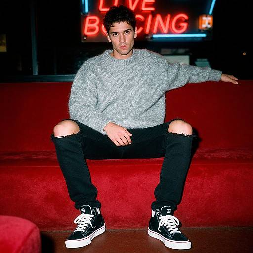 Urban Style Man in Neon Light