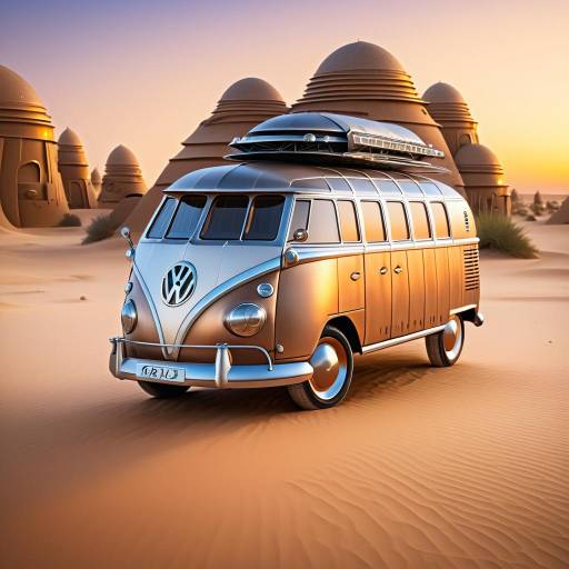 Futuristic Volkswagen T1 on Tatooine Sunset