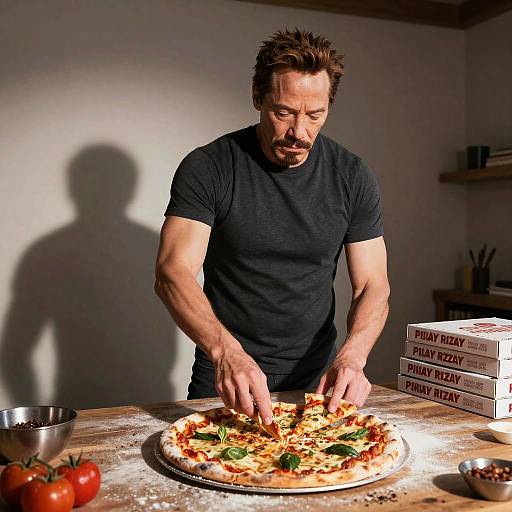 Tony Stark Crafting Pizza in 3D