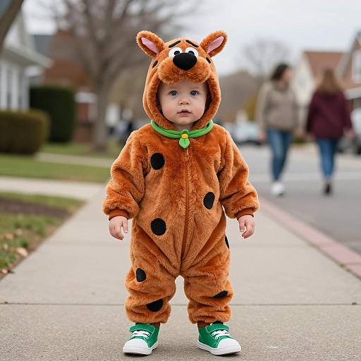 Baby in Scooby-Doo Costume on Sidewalk