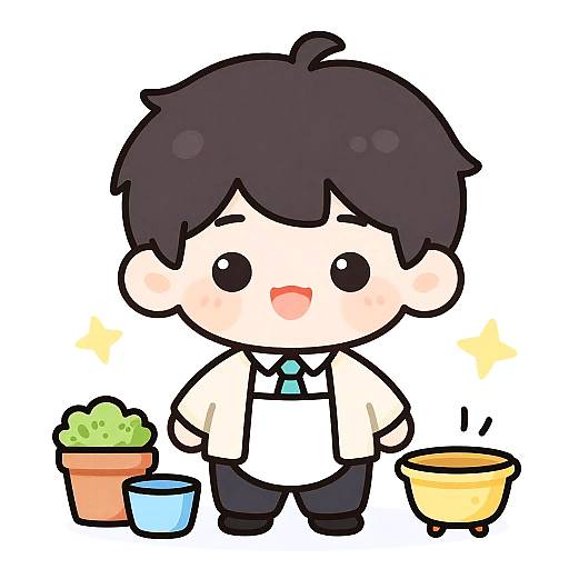 Cheerful Chibi Librarian Assistant