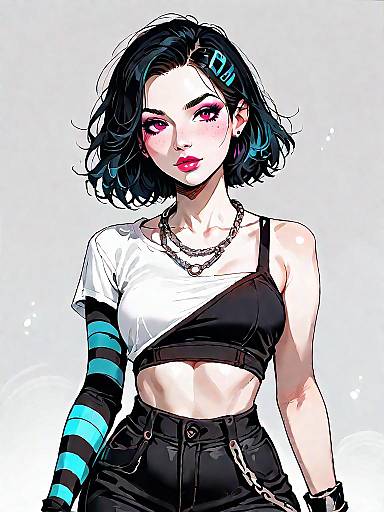 Stylish Young Woman in Asymmetrical Crop Top