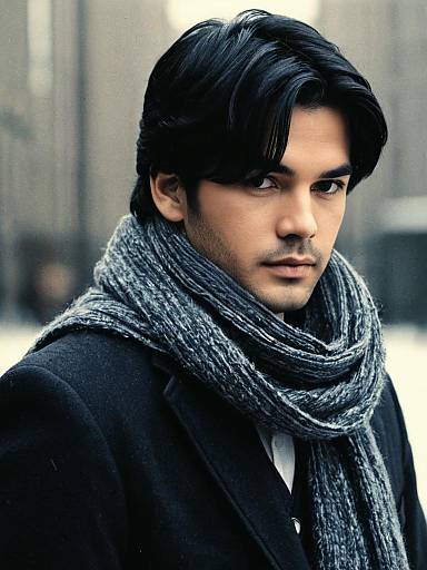 Realistic Portrait of Boy with Scarf