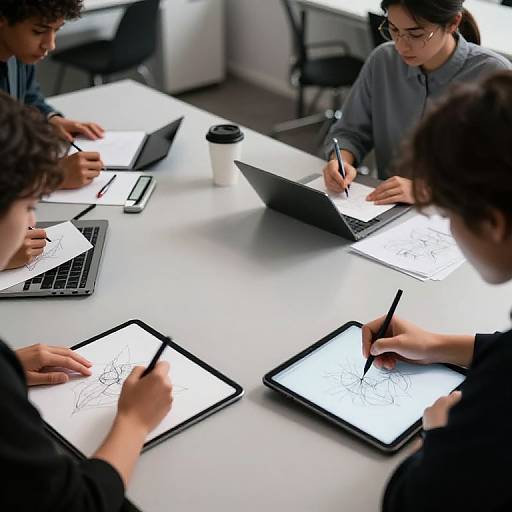 Modern Artists Sketching in Minimalist Studio
