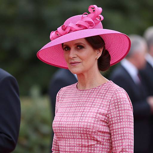 Sophisticated Woman in Pink Hat