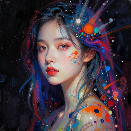 Surreal AI-Generated Vibrant Girl Portrait