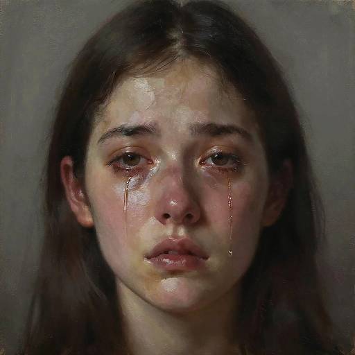 Realistic Oil Painting of Sad Lady
