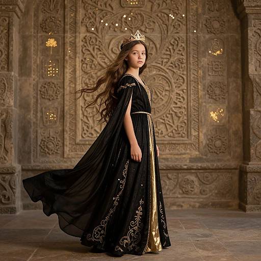 Mystical Young Queen by Ancient Wall