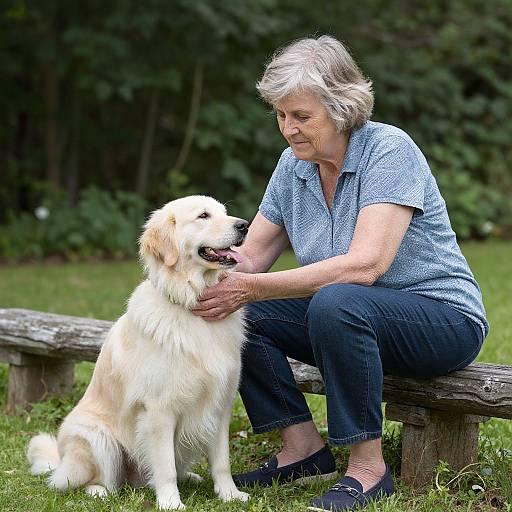 Senior Woman Enjoying Outdoors with Dog