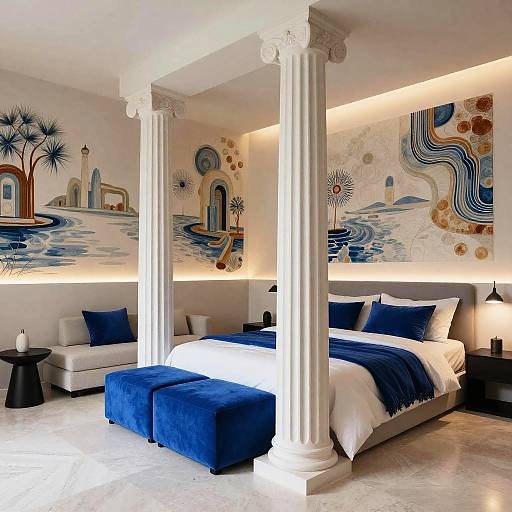 Modern Greek-Inspired Bedroom Design