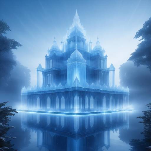 Floating Crystal Palace in Blue Mist