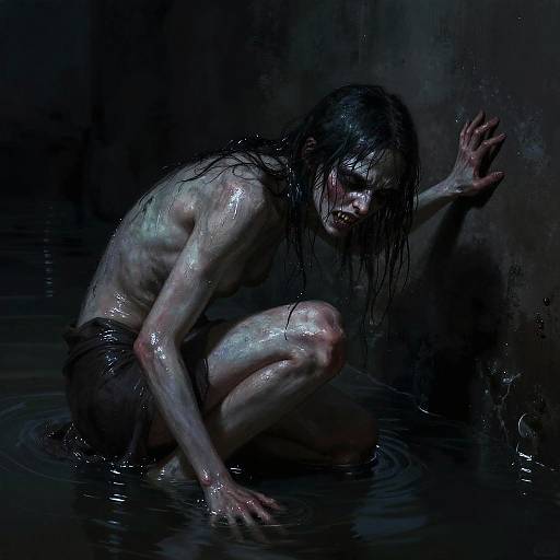 Eerie Pale Figure in Murky Water