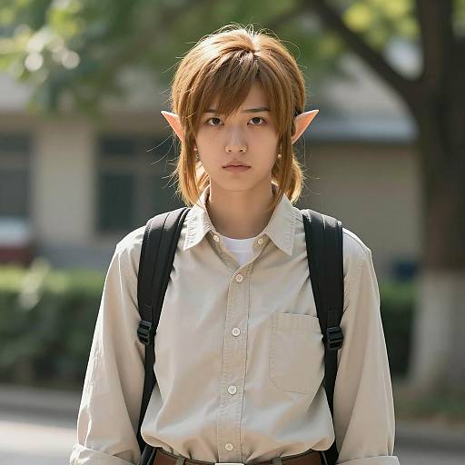 Young Adult in Link Costume Outdoors