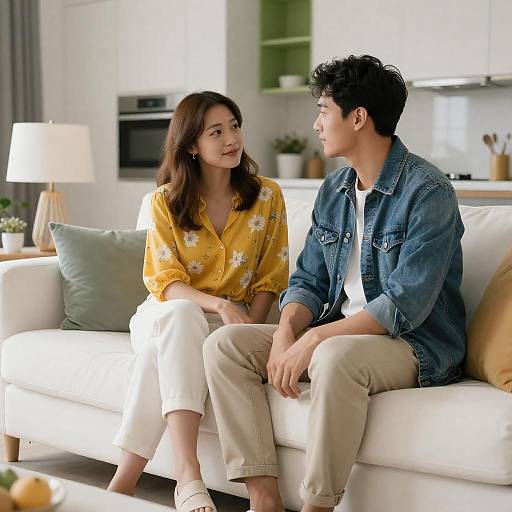 Modern Couple on White Couch