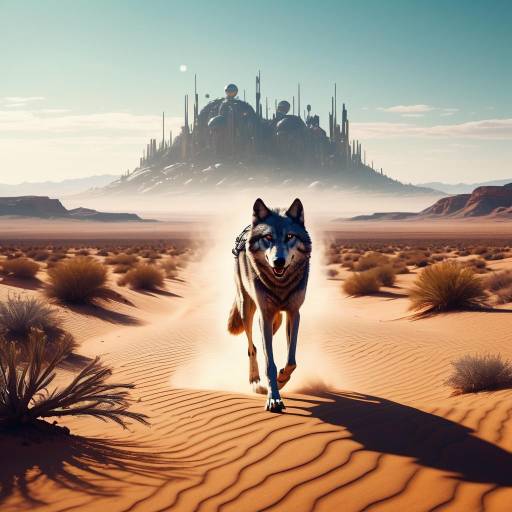 Surreal A.I. Wolf in Fantasy Desert Surreal A.I. Wolf in Fantasy Desert