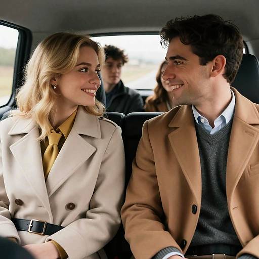 Joyful Couple Sharing a Moment in Car