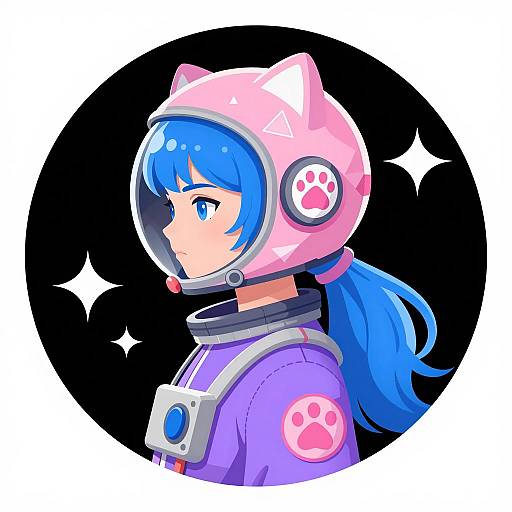 Serious Female Astronaut in Colorful Space Gear