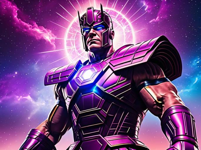 Futuristic Cosmic Warrior in Purple Armor