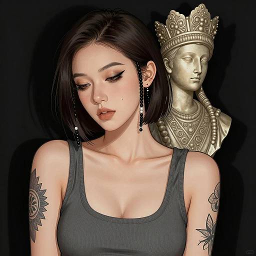 Contrasting Figures in Dark Elegance