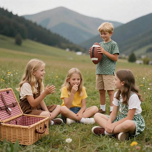 Joyful Children in a Mountain Meadow